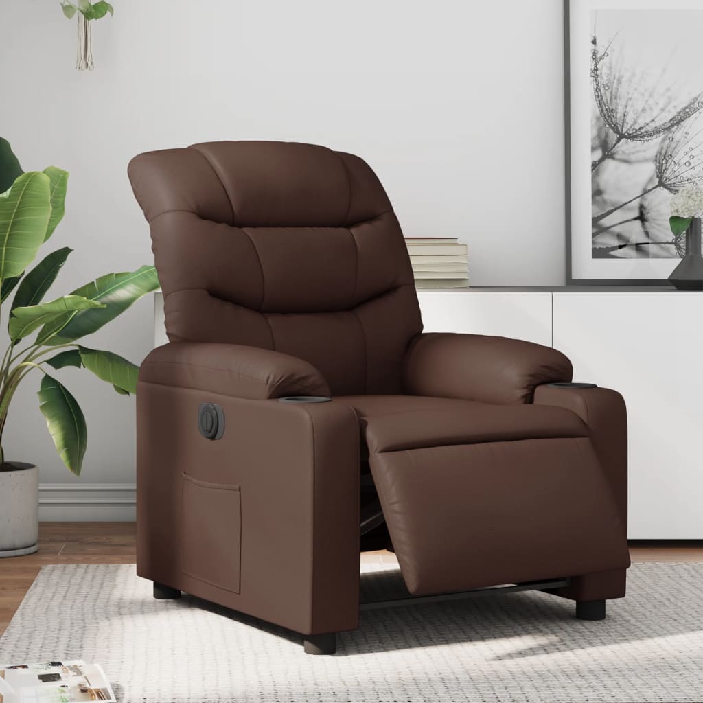 Elektrisk reclinerfåtölj cappuccino konstläder