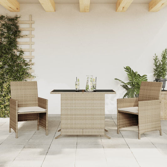 Bistrogrupp med dynor 3 delar mixbeige konstrotting